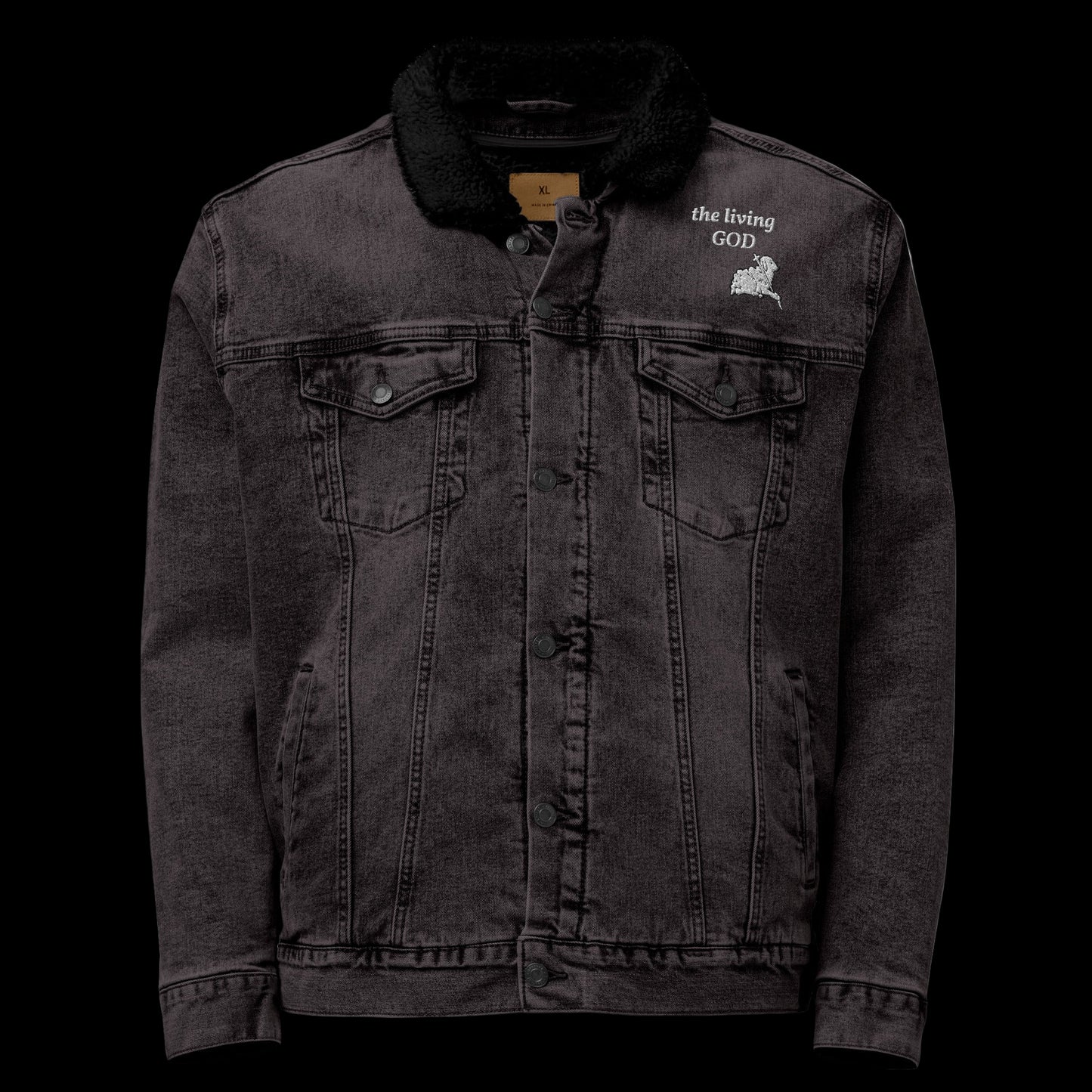 Black denim sherpa jacket 