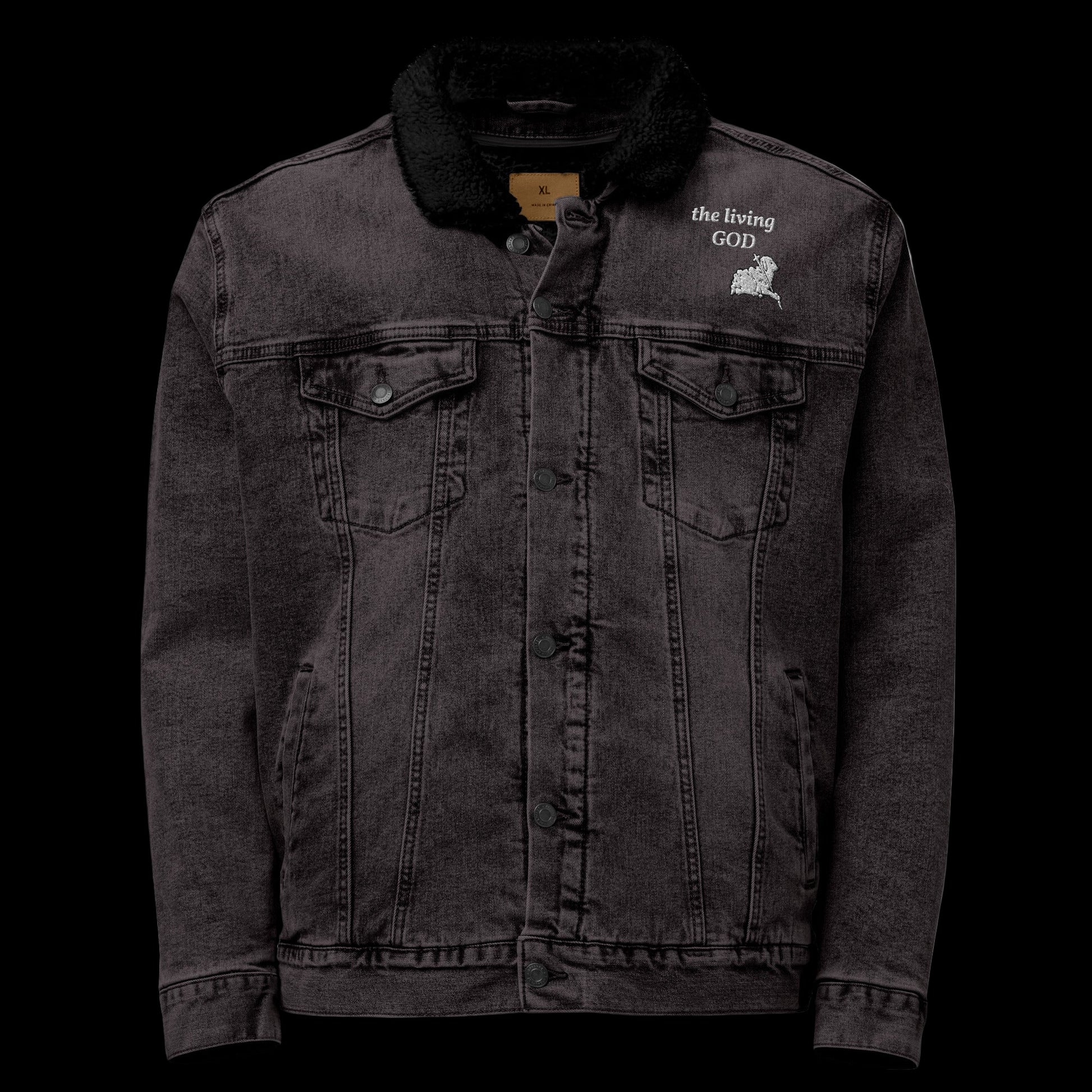 Black denim sherpa jacket 